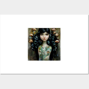 Medusa Hair Mushroom Faerie - Kim Turner Art Posters and Art